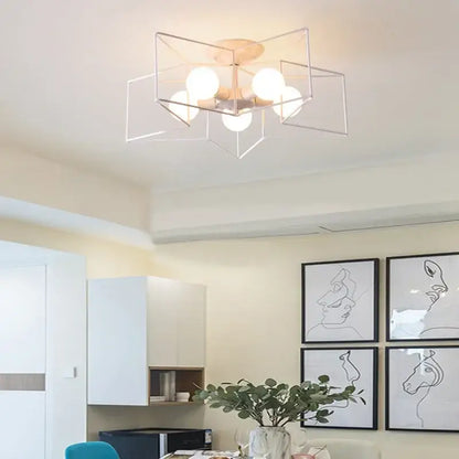 Creative star led ceiling chandelier brushed gold living room light