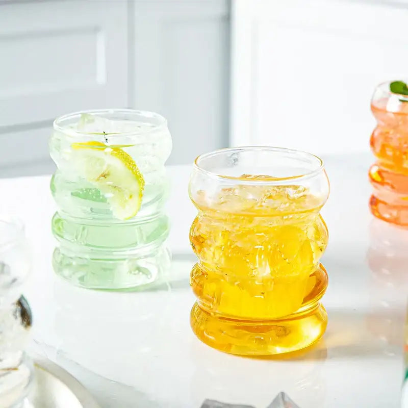 Creative styling glass drinkware segmented tumbler for dining room