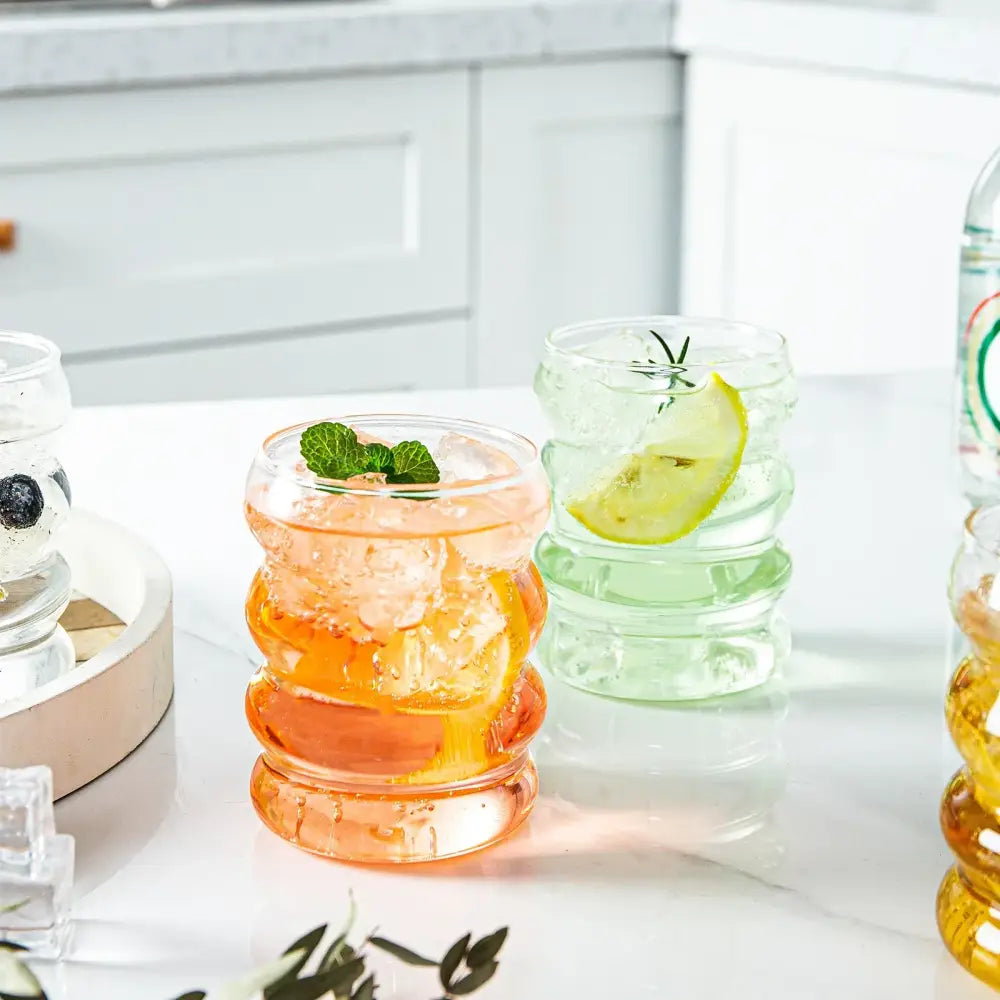 Creative styling glass drinkware segmented tumbler for dining room