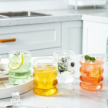 Creative styling glass drinkware segmented tumbler for dining room
