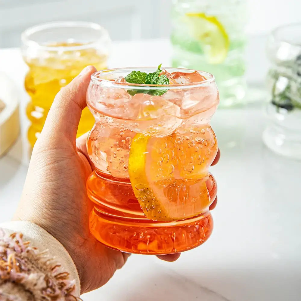 Creative styling glass drinkware segmented tumbler for dining room