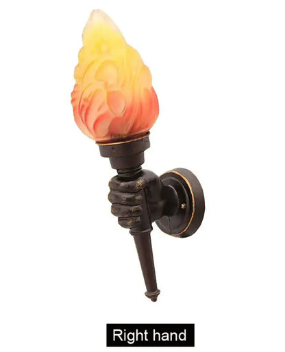 Creative torch hand wall lamp bronze glass light for living room