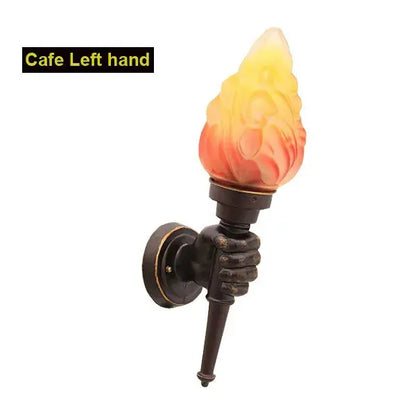 Creative torch hand wall lamp bronze glass light for living room