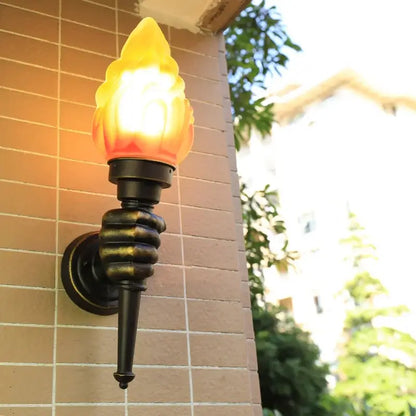 Creative torch hand wall lamp bronze glass light for living room