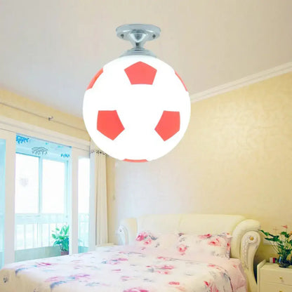 Creative white & black childrens football flushmount bedroom light