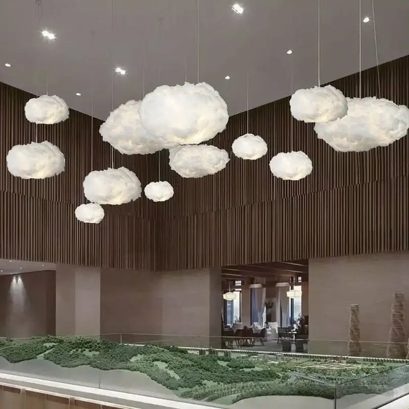 Creative white cotton cloud pendant lamp for kids bedroom