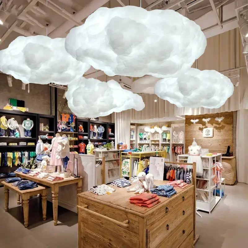 Creative white cotton cloud pendant lamp for kids bedroom