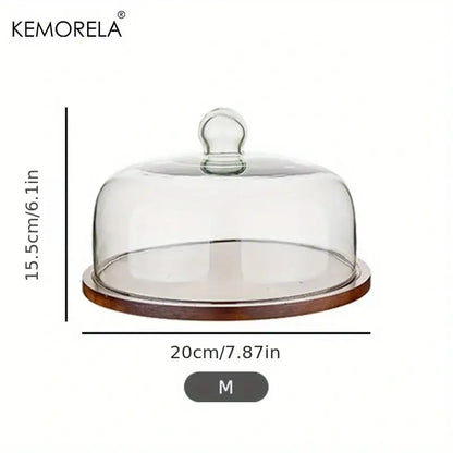 Creative wooden cake storage box with glass lid kitchen server