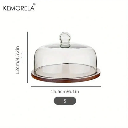 Creative wooden cake storage box with glass lid kitchen server