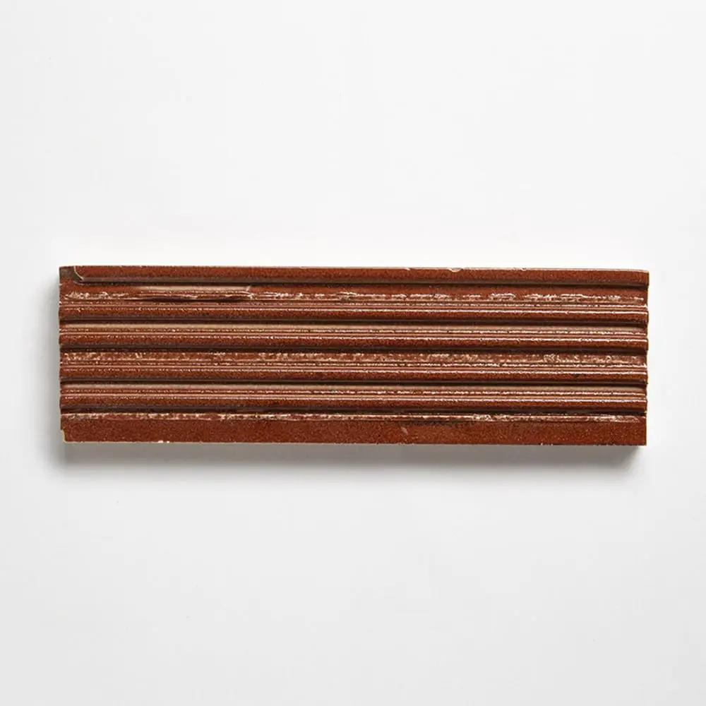 Crimson Leather Fluted Glazed Terracotta Tiles 2 1/4x7 9/16