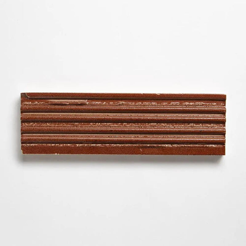 Crimson Leather Fluted Glazed Terracotta Tiles 2 1/4x7 9/16