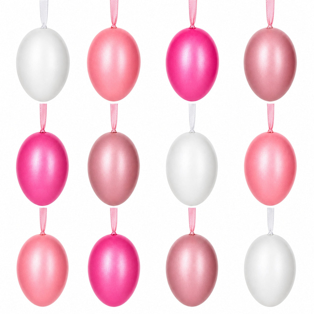 Bag of 12 Pastel Rose Plastic Easter Egg Ornaments 2.35 Inches