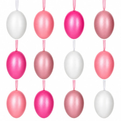 Bag of 12 Pastel Rose Plastic Easter Egg Ornaments 2.35 Inches