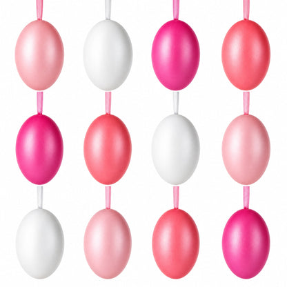 Bag of 12 Pastel Rose Plastic Easter Egg Ornaments 2.35 Inches