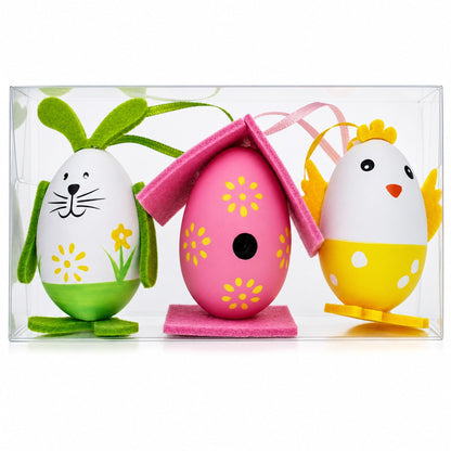 Set of 3 Bunny, Chick, Easter Egg House Plastic Easter Gift Set Decoration