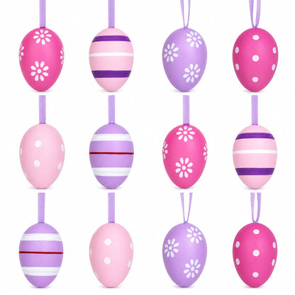 Bag of 12 Miniature Pastel Purple Plastic Easter Egg Ornaments 1.5 Inches