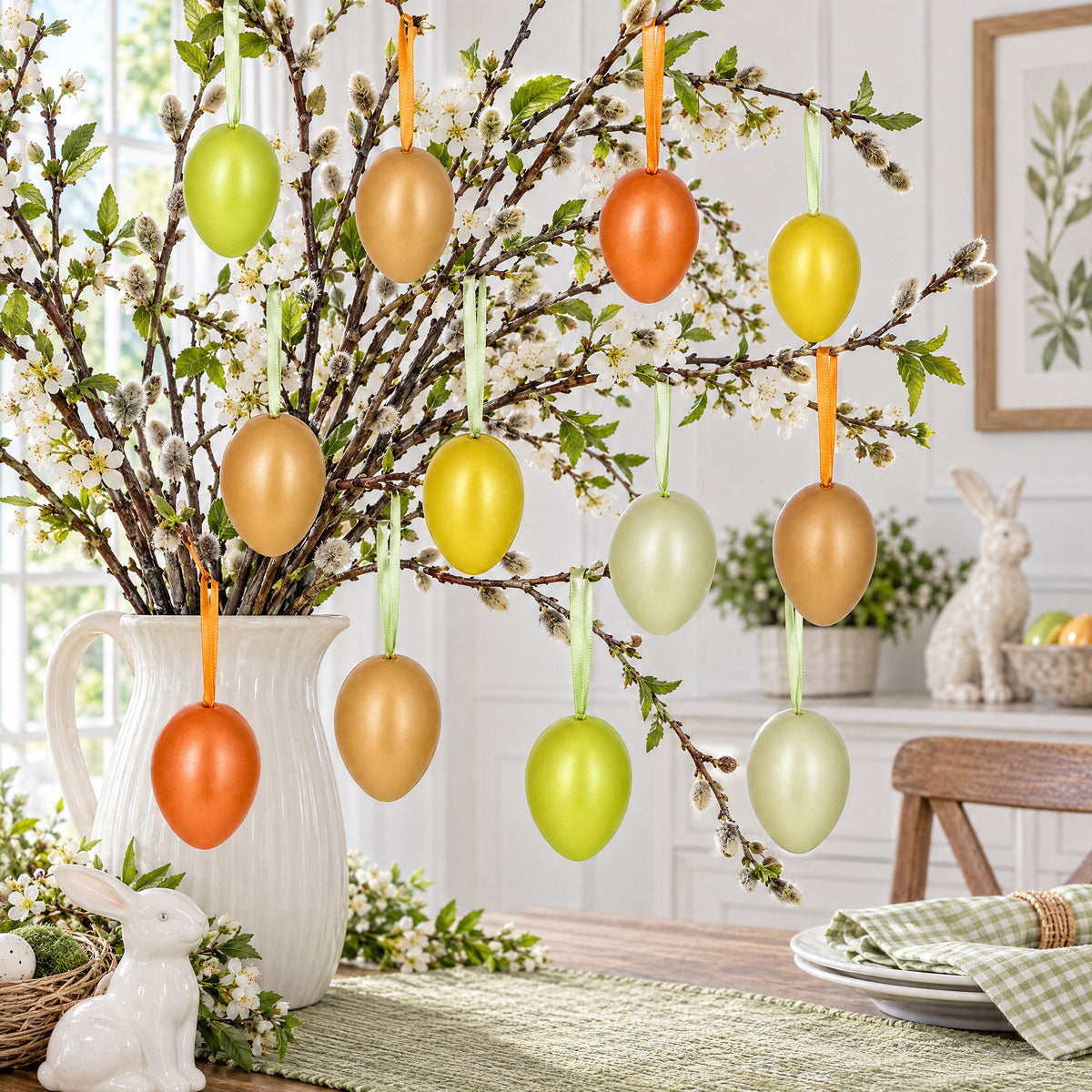 Bag of 12 Pastel Yellow Colors Plastic Easter Egg Ornaments 2.35 Inches