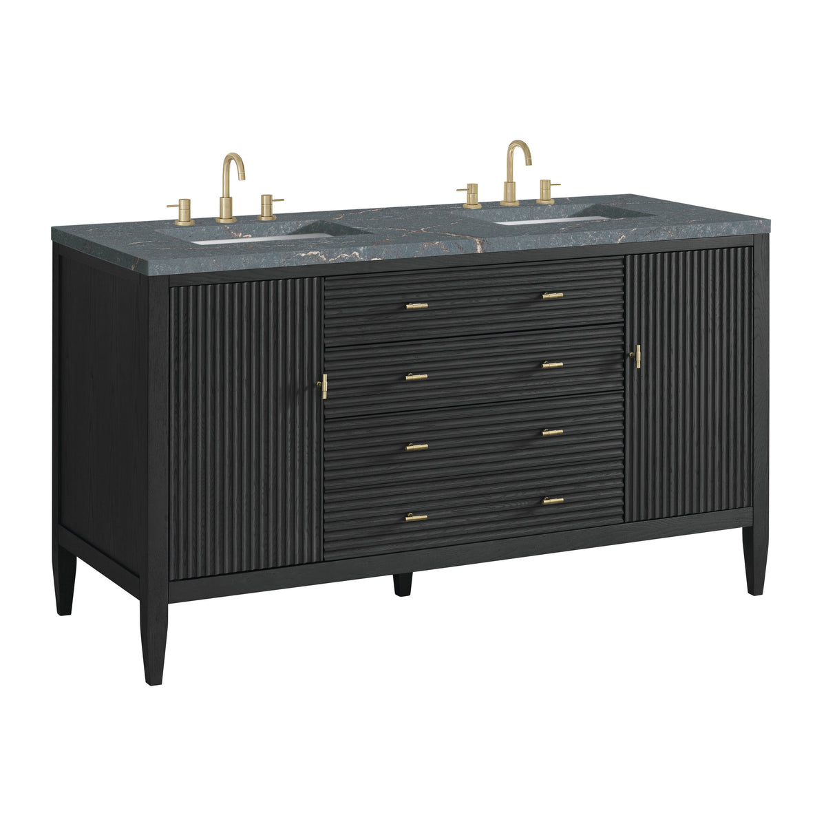 James Martin Myrrin 60" Double Bathroom Vanity, Carbon Oak