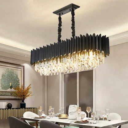 DecorBites™ Crystal 6/8- Ceiling Suspension Crystal Chandelier Lamp Light in Black