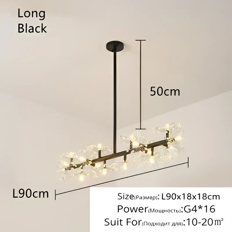 Crystal bionic petals gold chandelier for dining room