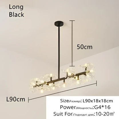 Crystal bionic petals gold chandelier for dining room