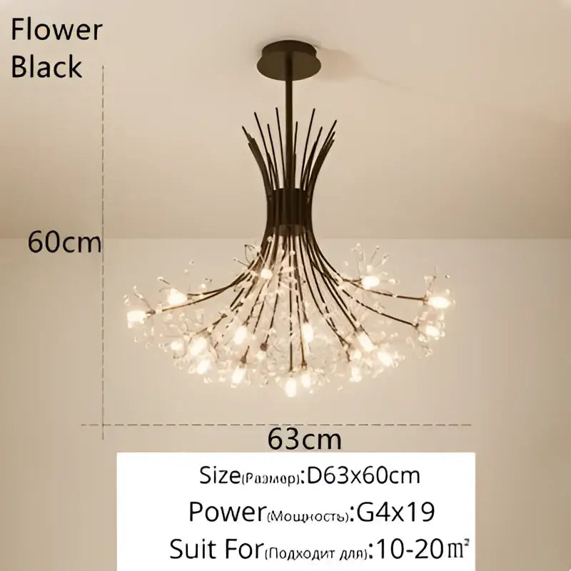 Crystal bionic petals gold chandelier for dining room