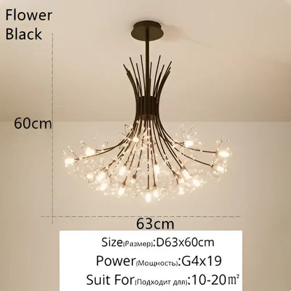Crystal bionic petals gold chandelier for dining room
