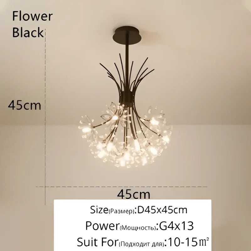 Crystal bionic petals gold chandelier for dining room