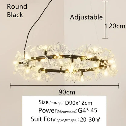 Crystal bionic petals gold chandelier for dining room