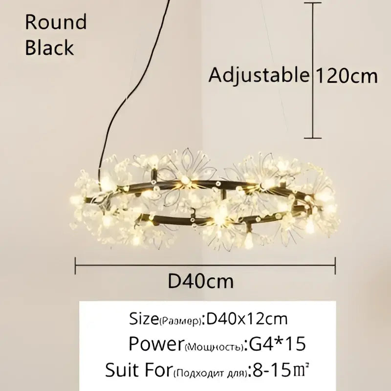 Crystal bionic petals gold chandelier for dining room