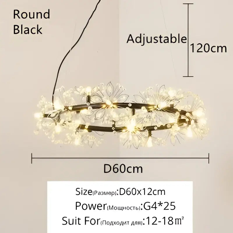 Crystal bionic petals gold chandelier for dining room