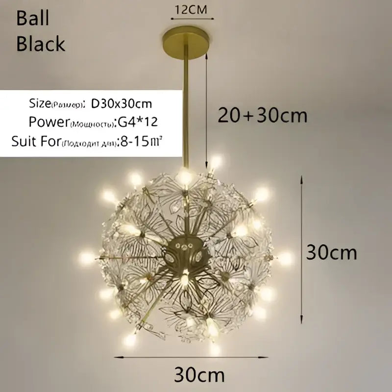 Crystal bionic petals gold chandelier for dining room