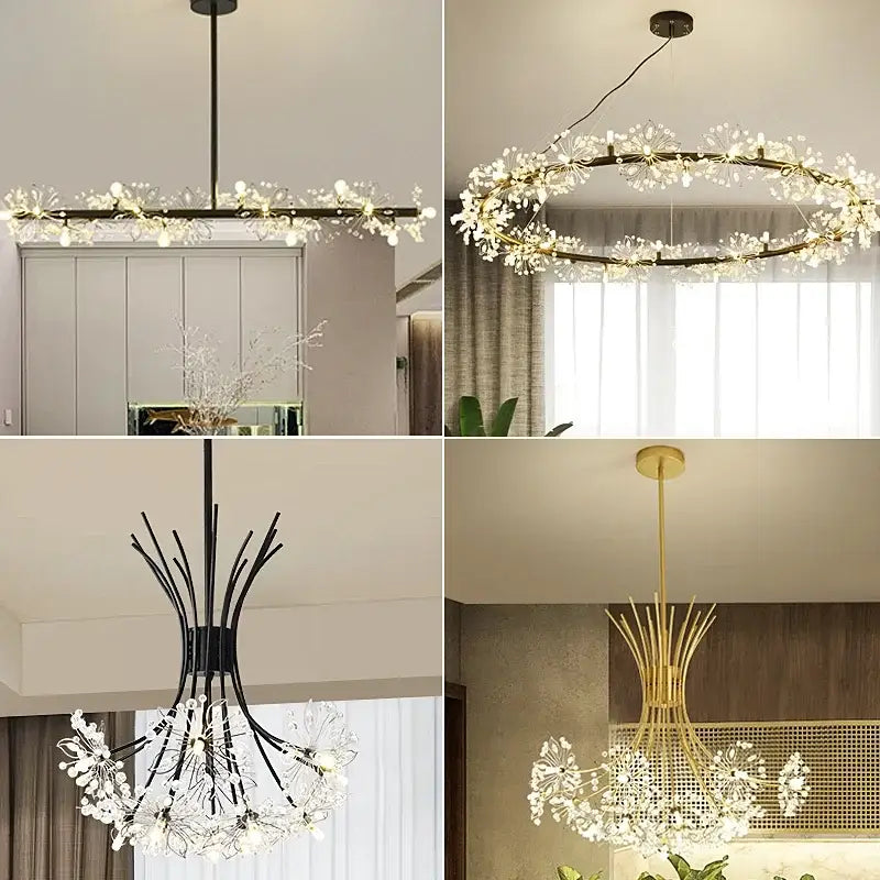 Crystal bionic petals gold chandelier for dining room