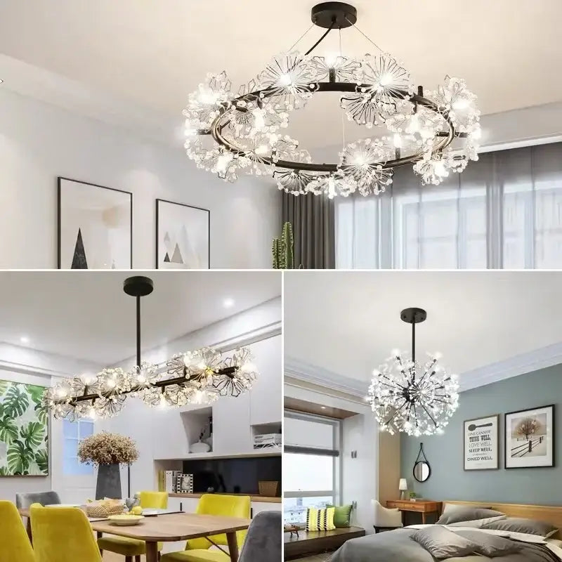 Crystal bionic petals gold chandelier for dining room