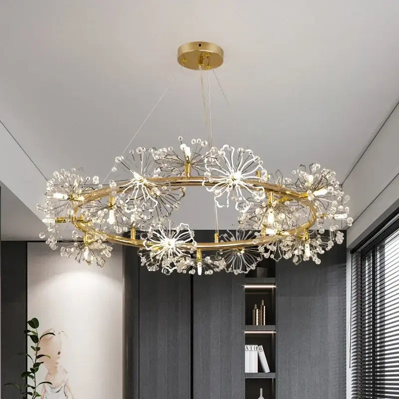 Crystal bionic petals gold chandelier for dining room