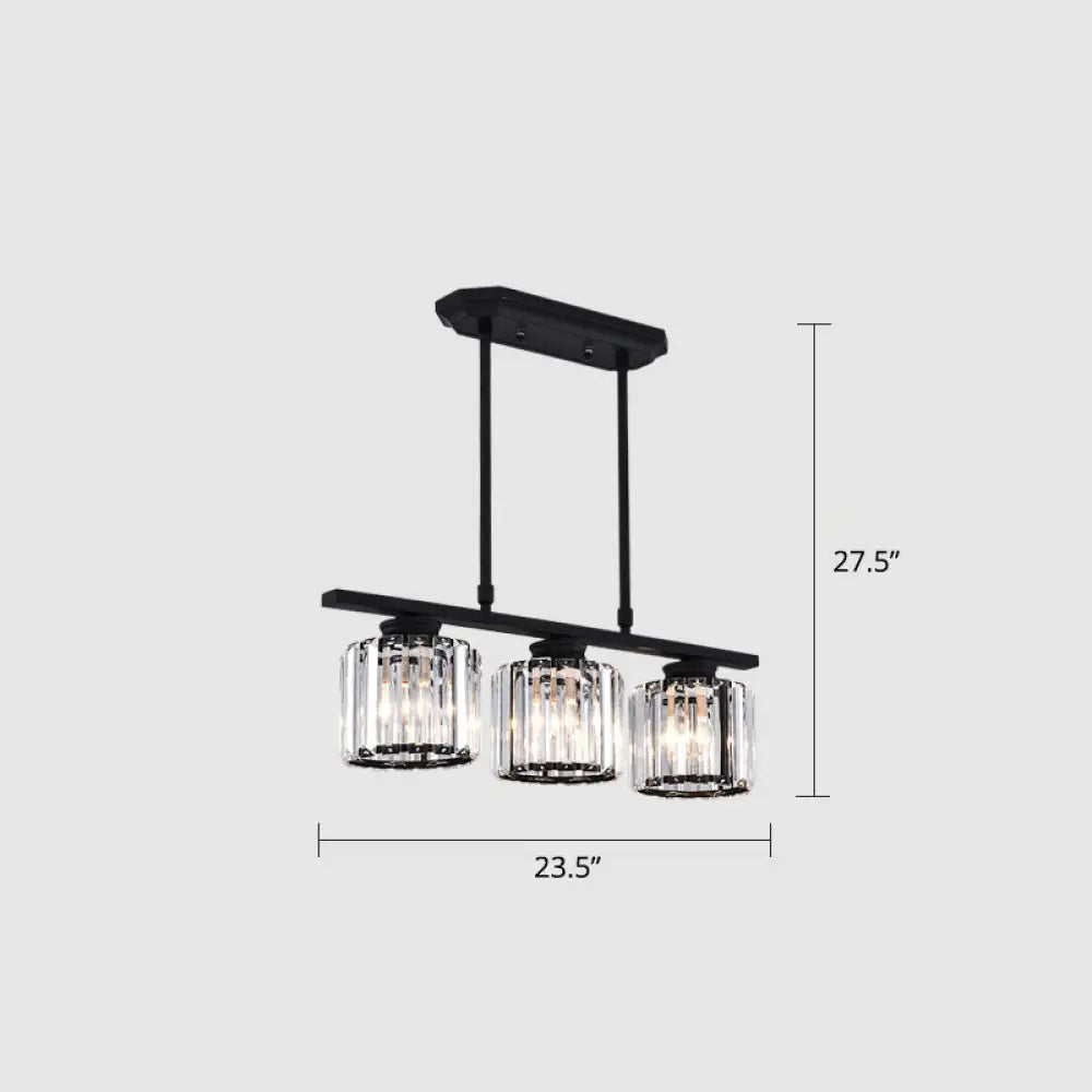 DecorBites™ Crystal Block 3-Light Pendant - Linear Dining Room Island Lamp Fixture
