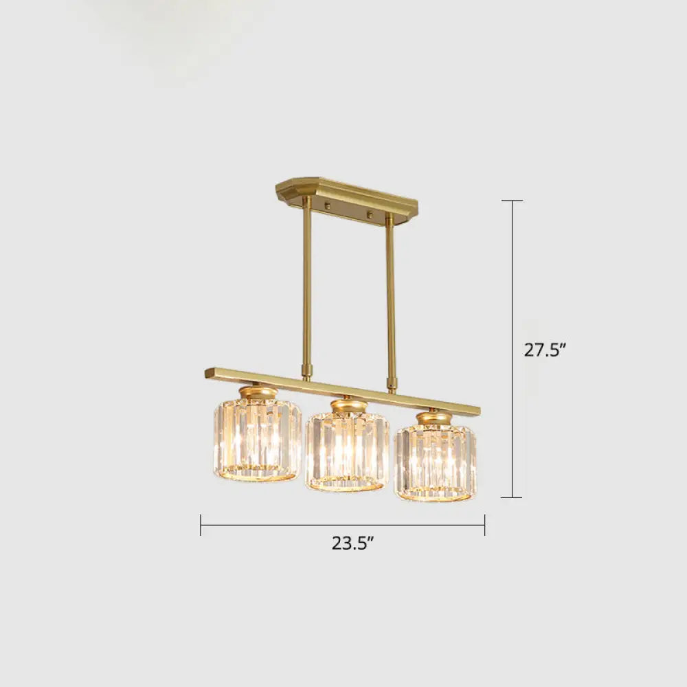 DecorBites™ Crystal Block 3-Light Pendant - Linear Dining Room Island Lamp Fixture