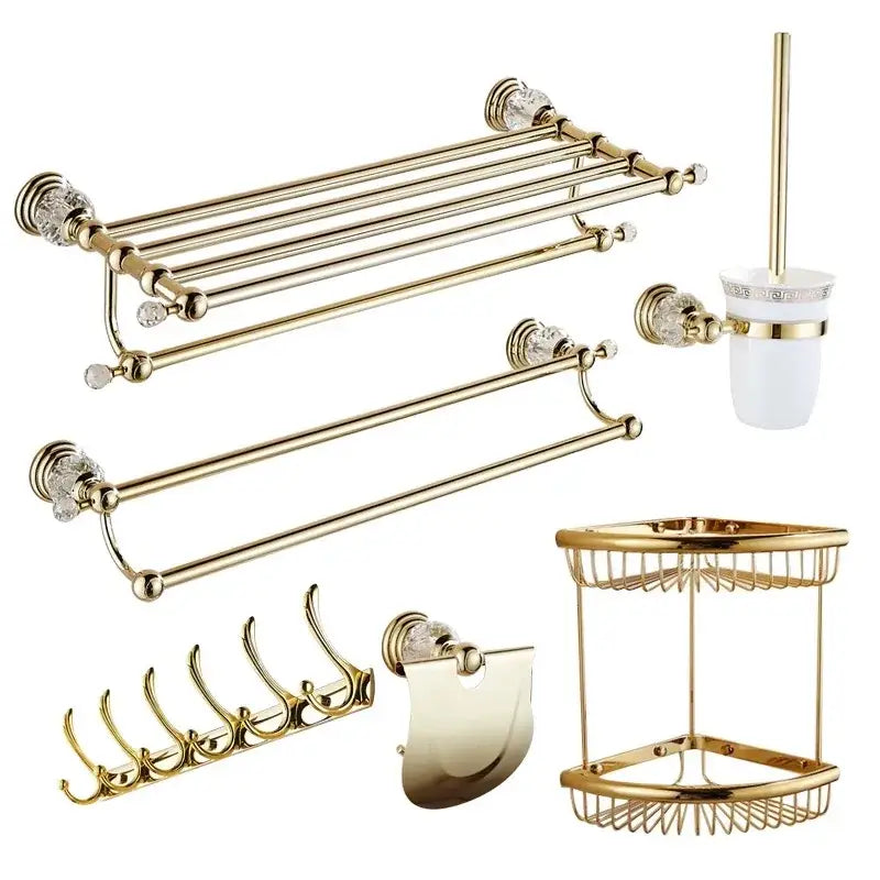 Crystal brass bathroom accessories set gold bathroom hardware