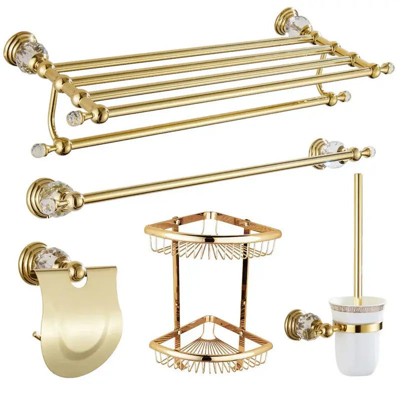 Crystal brass bathroom accessories set gold bathroom hardware