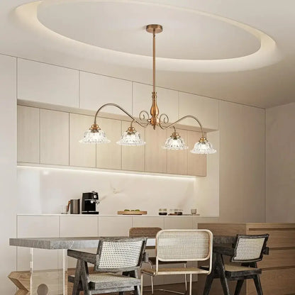 Crystal brass glass pendant chandelier for kitchen