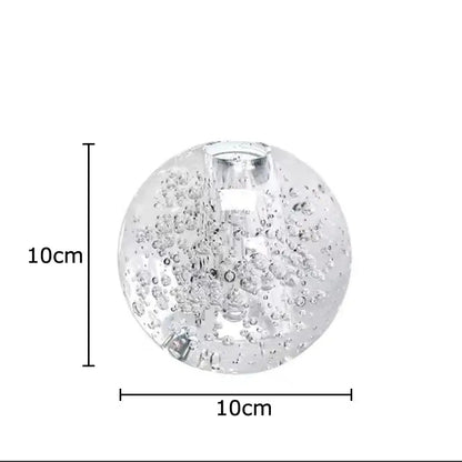 Crystal bubble ball vase with yellow artificial flowers for desk