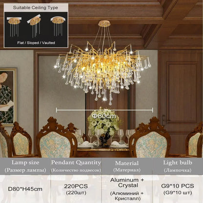 DecorBites™ Crystal Chandelier with Raindrop Crystals