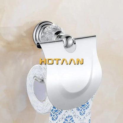 Crystal chrome toilet paper holder bathroom wall mount rack
