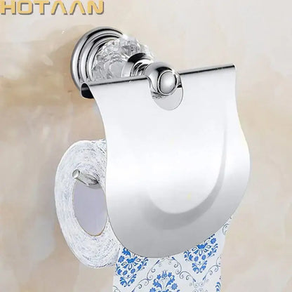 Crystal chrome toilet paper holder bathroom wall mount rack