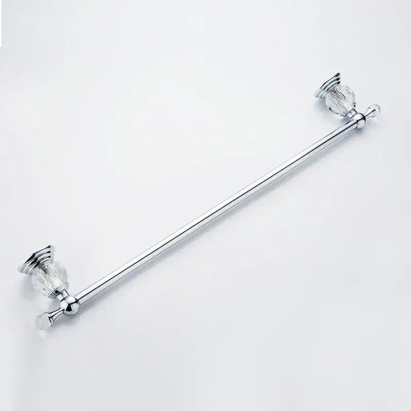 Crystal chrome towel bar bathroom rack with faceted accent