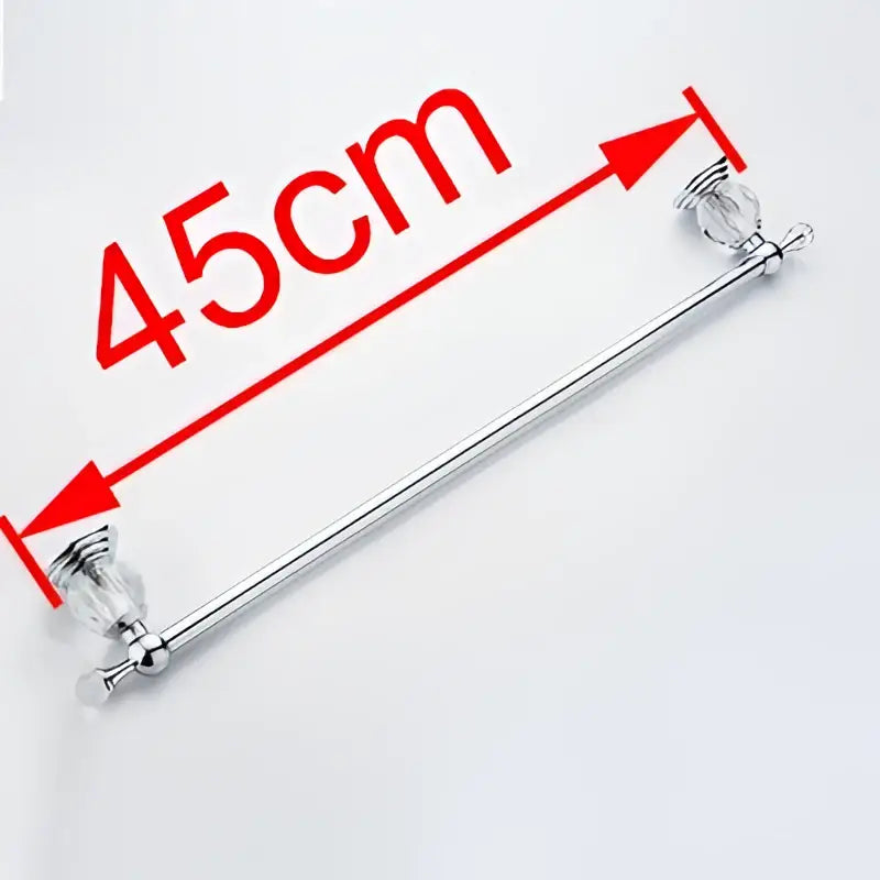 Crystal chrome towel bar bathroom rack with faceted accent