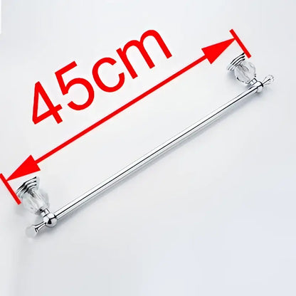 Crystal chrome towel bar bathroom rack with faceted accent