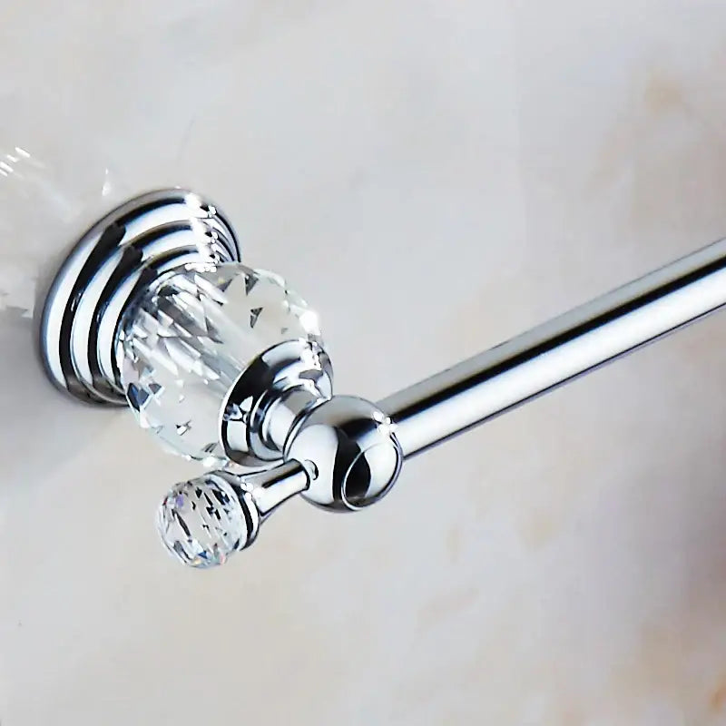 Crystal chrome towel bar bathroom rack with faceted accent