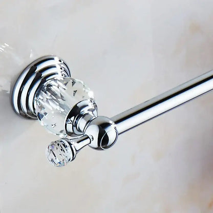 Crystal chrome towel bar bathroom rack with faceted accent