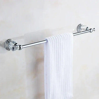 Crystal chrome towel bar bathroom rack with faceted accent